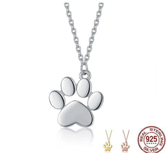 Zarte Damen/Mädchen  Halskette mit Pfotenabdruck Anhänger 925 Sterling Silber in 3 Varianten