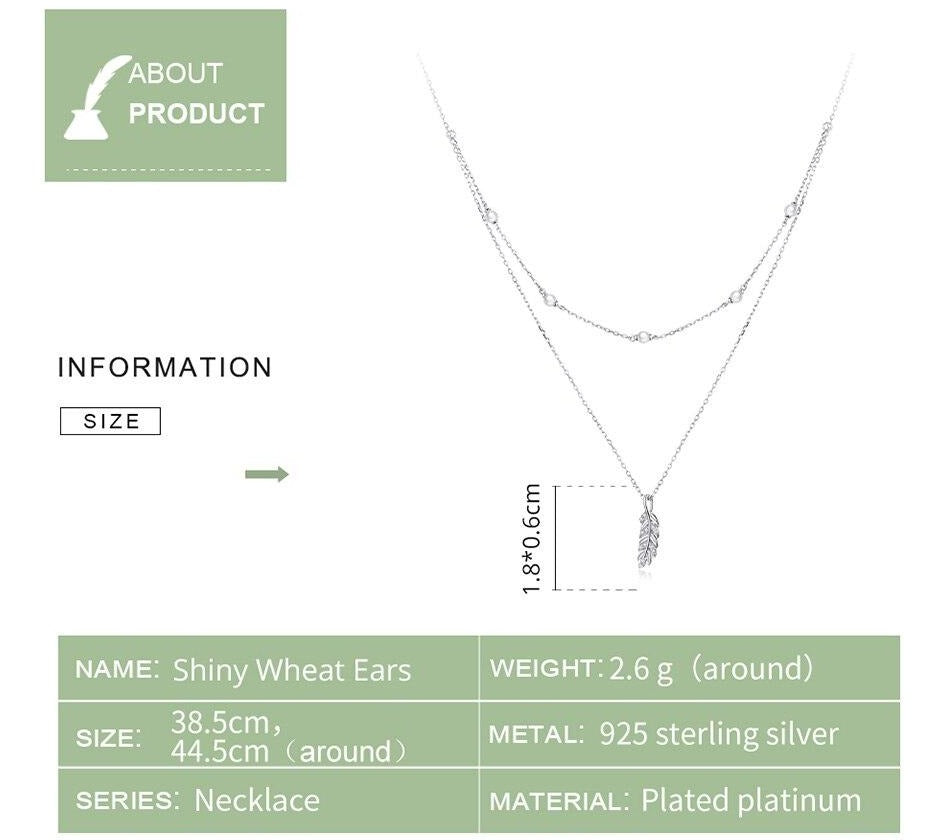 Damen Halskette mit Feder Anhänger und Zirkonia Stein aus 925 Sterling Silber