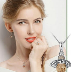 Halskette mit Bienen Anhänger mit Kristallstein 925 Sterling Silber oder nur Bienen Anhänger Kristallstein 925 Sterling Silber