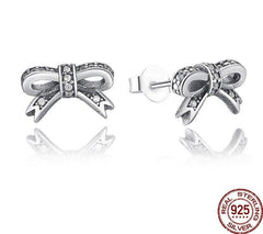 Damen Ohrstecker Schleife 925 Sterling Silber mit Zirkonia Stein