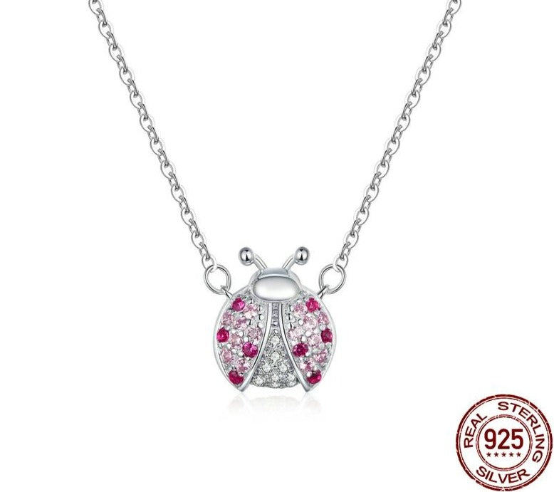 Mädchen Halskette mit Käfer Anhänger 925 Sterling Silber