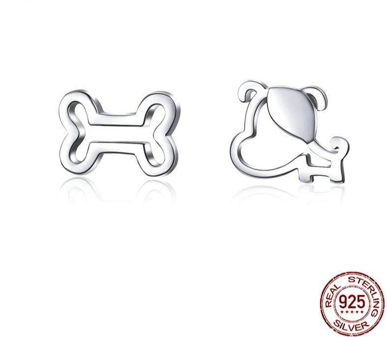 Hund und Knochen Mädchen Ohrstecker 925 Silber