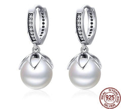 Damen Ohrringe mit Anhänger Perle 925 Sterling Silber