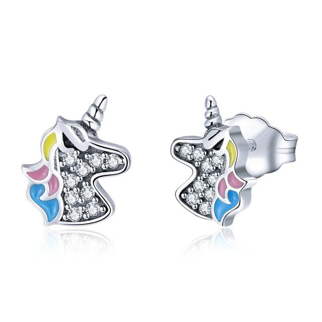 Einhorn Mädchen Ohrringe in 925 Silber