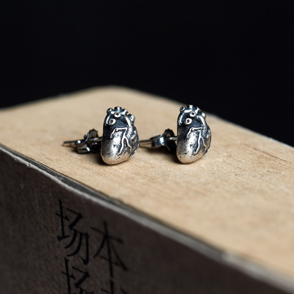 Anatomisches Herz Ohrstecker 925 Sterling Silber