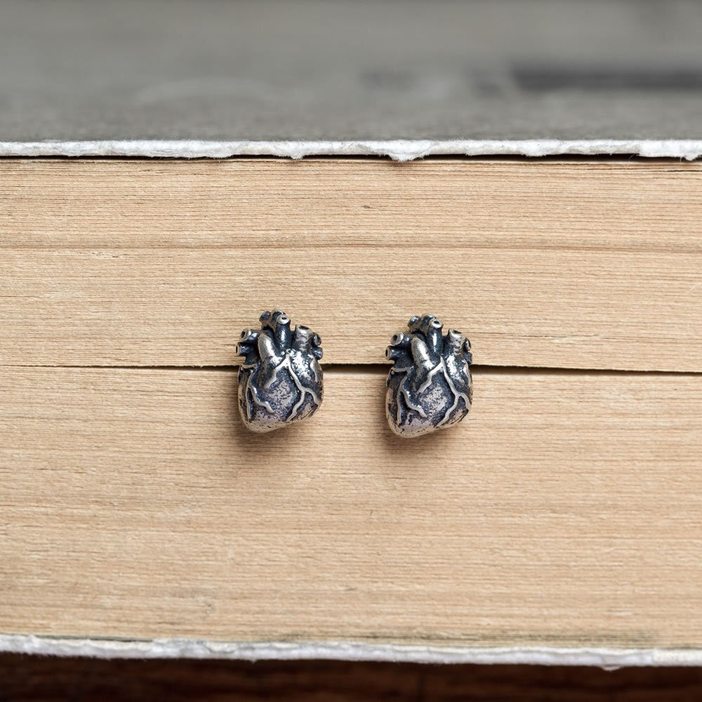 Anatomisches Herz Ohrstecker 925 Sterling Silber
