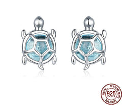 Mädchen Ohrstecker Schildkröte 925 Sterling Silber mit Zirkonia Stein
