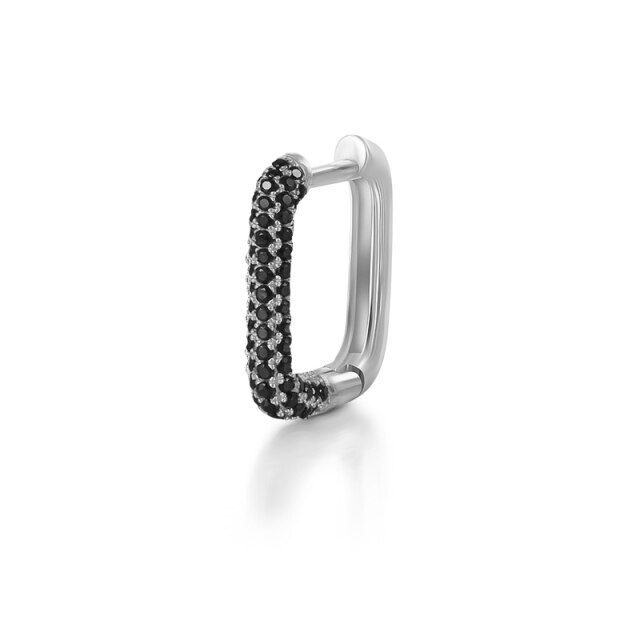 1 Paar Damen Creolen aus 925 Sterling Silber mit schwarzem  Zirkoniastein