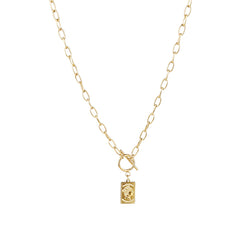 Damen Halskette Coin Lock Pendant, vergoldet